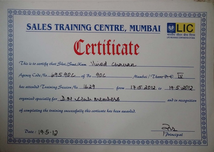Sales Training Centre Mumbai Certificate